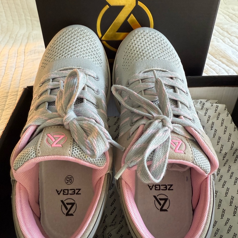Zeba Women's Stylish Gray and Pink Sneakers